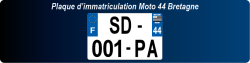 Plaque immatriculation plexiglass Moto 44 Bretagne/Breizh