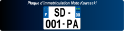 Plaque immatriculation plexiglass Moto Kawasaki