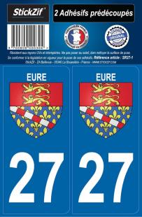 27 Eure autocollant plaque Normandie Sticker immatriculation nouveau logo 